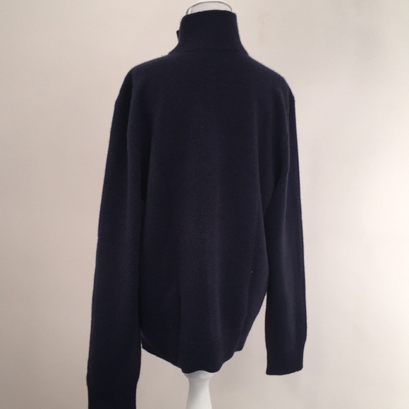 Polo L MENs 100% Cashmere, 1/2 Zip Navy - Picture 4 of 9